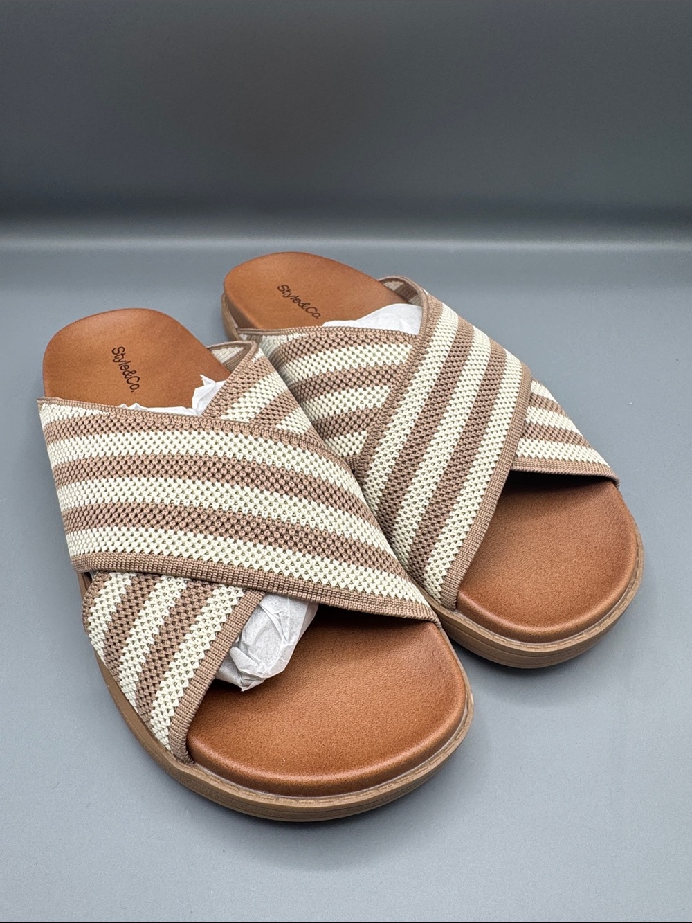 Style & Co Women's Roryy Knit X-Band Footbed Sandals